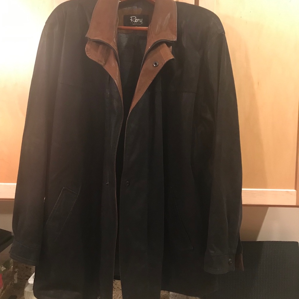 Beautiful Remy leather Black/Tan genuine  jacket